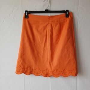 Talbots Coral Orange Skirt with Scalloped Trim Hem Sz 4 Office Casual Party